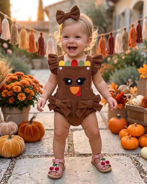 Corduroy Ruffle Romper | Turkey - PREORDER