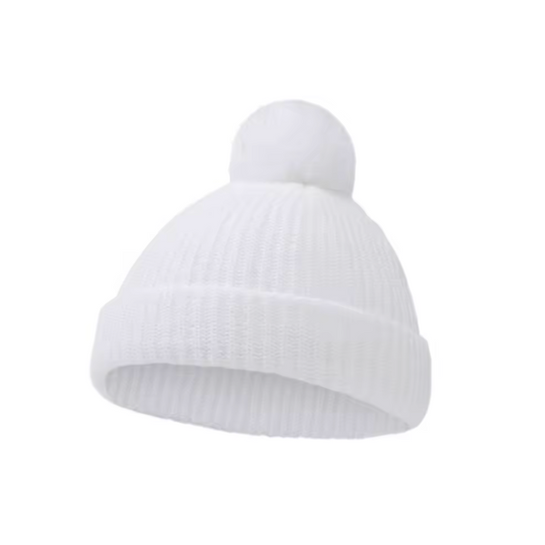 Knit Pom Hat | White - PREORDER
