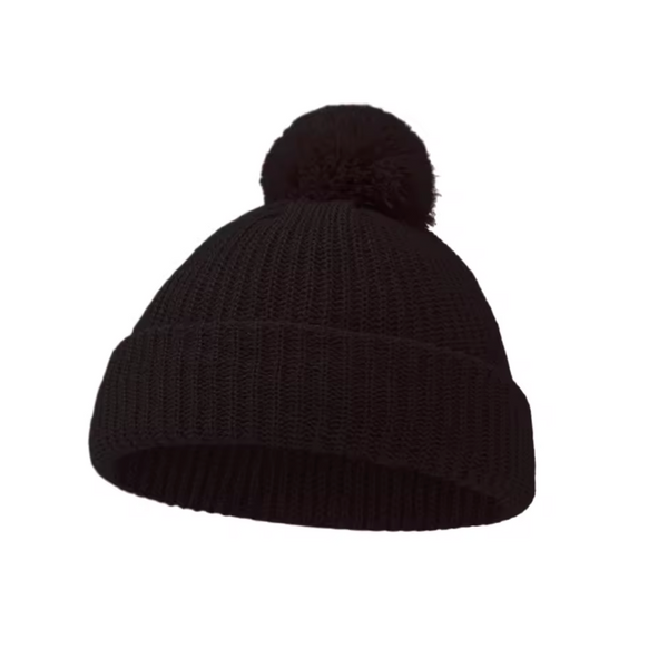 Knit Pom Hat | Black - PREORDER