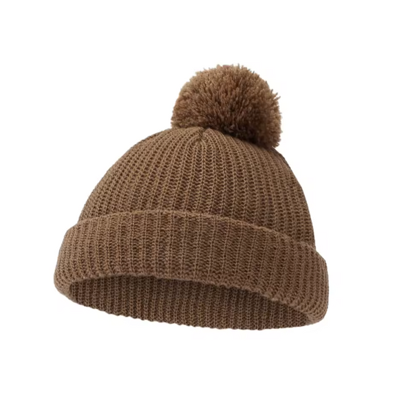 Knit Pom Hat | Brown - PREORDER