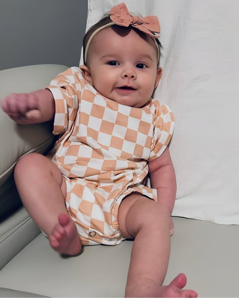 Bubble Romper | Pink Checkerboard - PREORDER