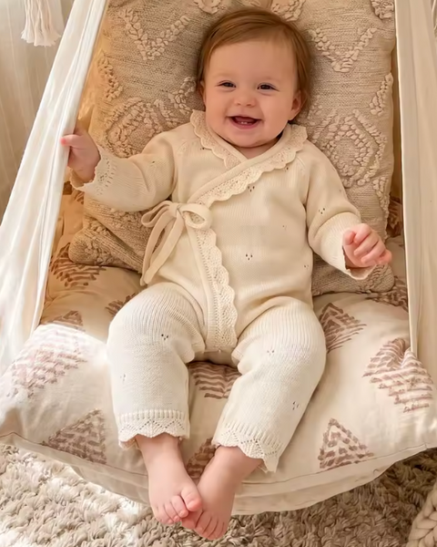 Pointelle Knit Pants Romper | Off White - PREORDER