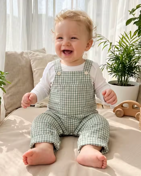 Overalls Set | Green Gingham - PREORDER