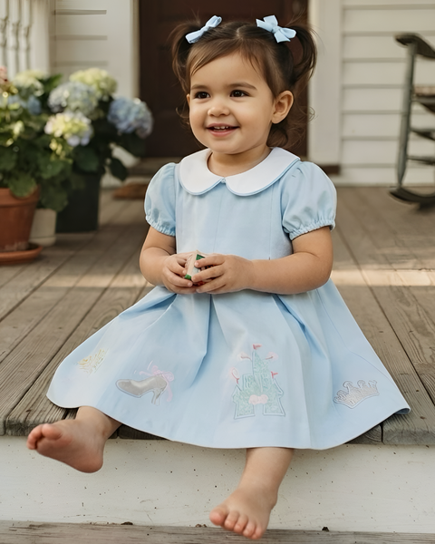 Embroidered Smocked Dress | Blue Princess - PREORDER