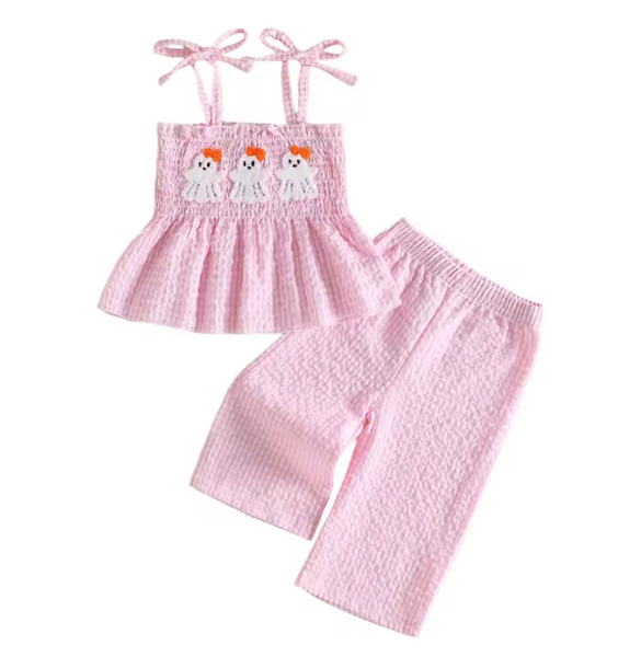 Tank & Pants Set | Pink Ghosts Gingham - PREORDER