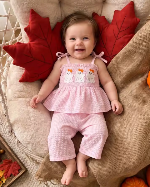 Tank & Pants Set | Pink Ghosts Gingham - PREORDER