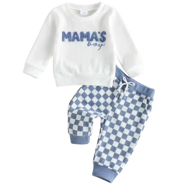 Waffle Jogger Set | Blue Mamas Boy - PREORDER