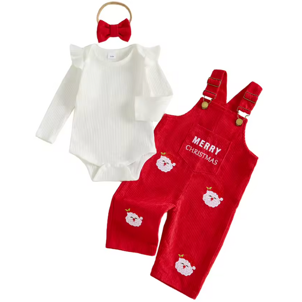 Corduroy Overalls Set | Merry Christmas Santa - PREORDER
