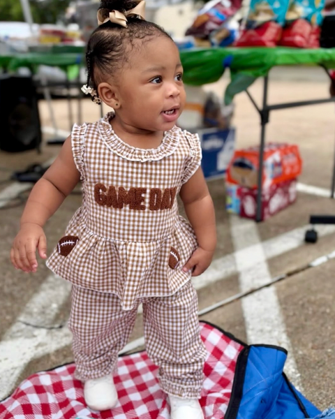 Tank & Pants Set | Game Day Football Gingham - PREORDER