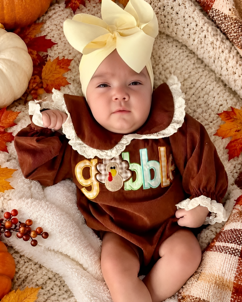Embroidered Smocked Long Romper | GOBBLE - PREORDER