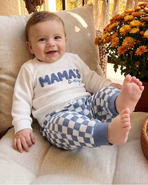 Waffle Jogger Set | Blue Mamas Boy - PREORDER