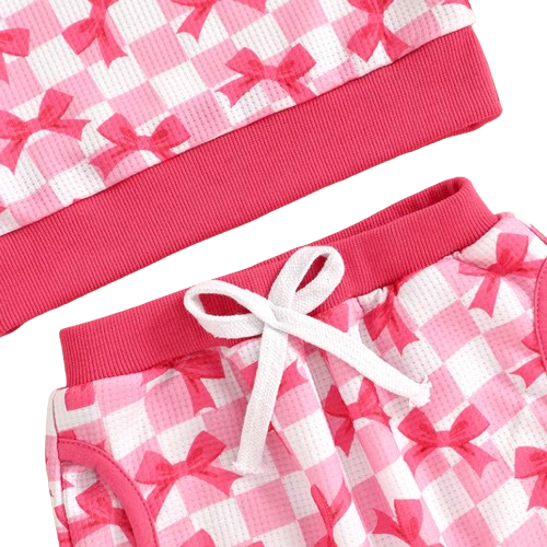 Checkered Bows Waffle Jogger Outfit - PREORDER