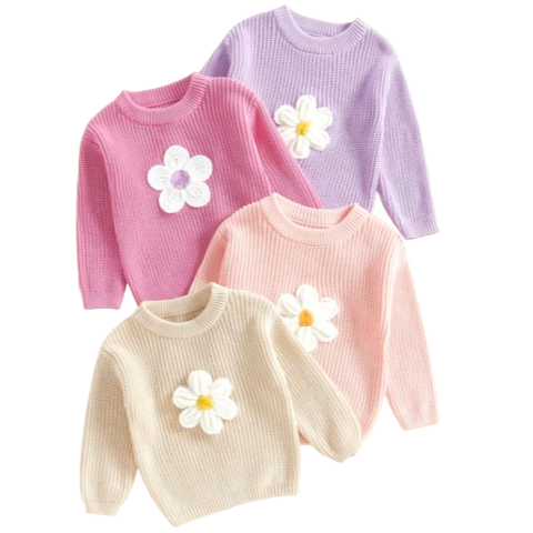 Daisy Knit Sweaters (4 Colors) - PREORDER