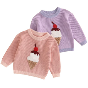 Ice Cream Two Tone Knit Sweaters (2 Colors) - PREORDER