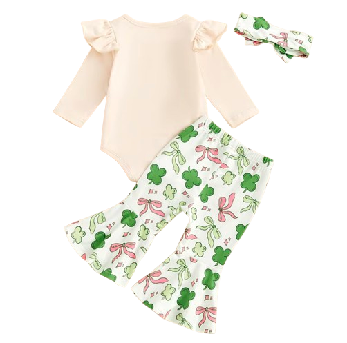 1st St Patricks Day Clovers & Bows Bells Outfit & Bow - PREORDER