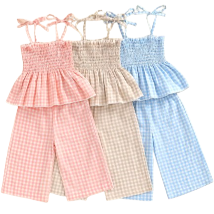 Plaid Scrunch Pants Outfits (3 Colors) - PREORDER