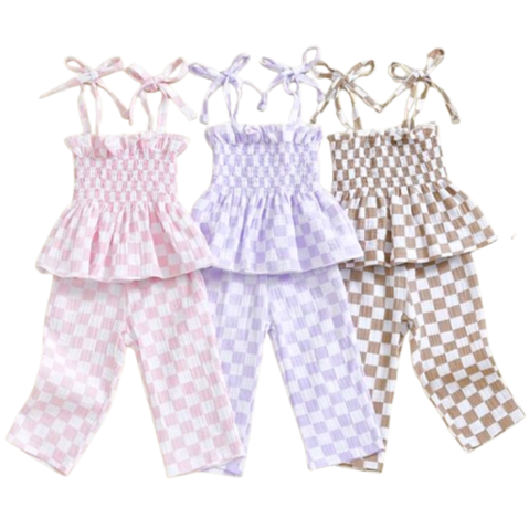 Checkered Scrunch Pants Outfits (3 Colors) - PREORDER