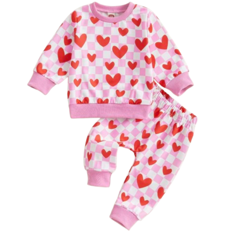 Checkered Hearts Jogger Outfit - PREORDER