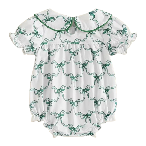 Smocked Starbies Girl Bows Embroidered Romper - PREORDER