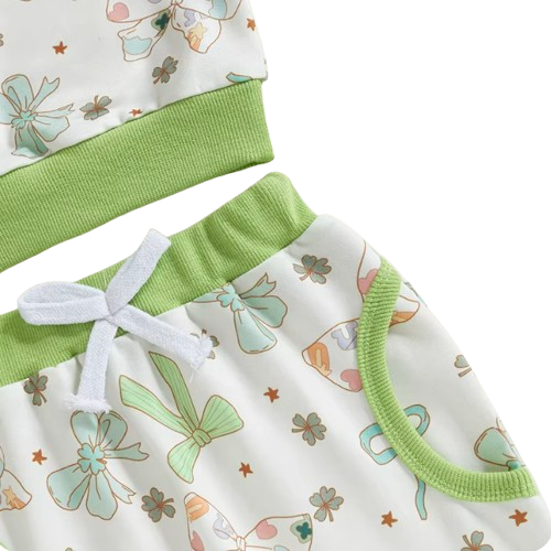 Lucky Clovers Bows Ruffle Jogger Outfit - PREORDER