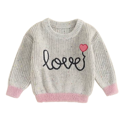 Speckled Fuzzy LOVE Knit Sweater - PREORDER