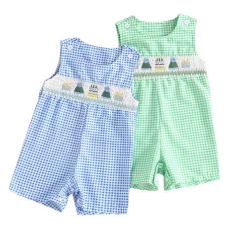 Checkered Birthday Bows Rompers (2 Colors) - PREORDER