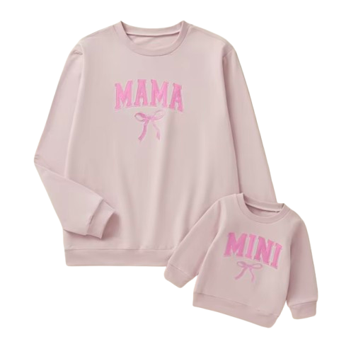 Perfect Bow Embroidered Mama & Mini Matching Pullovers (3 Colors) - PREORDER