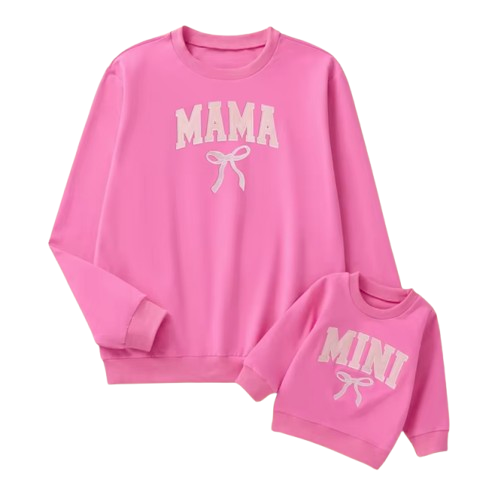 Perfect Bow Embroidered Mama & Mini Matching Pullovers (3 Colors) - PREORDER