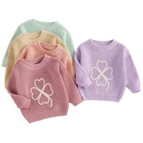 Four Leaf Clover Knit Sweaters (5 Colors) - PREORDER