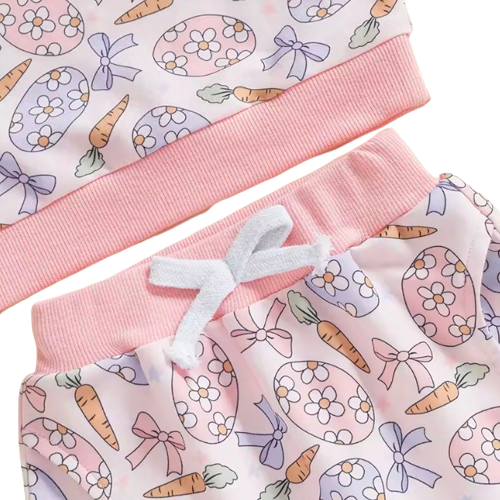 Daisy Easter Eggs, Carrots & Bows Ruffle Jogger Outfit - PREORDER