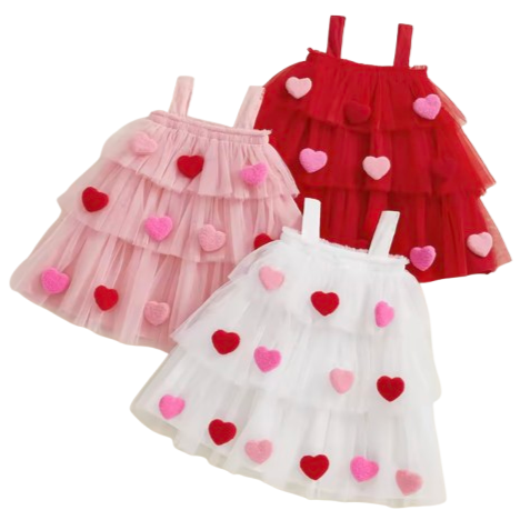 Hearts Three Layer Tutu Dresses (3 Colors) - PREORDER