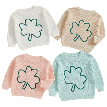 Three Leaf Clover Knit Sweaters (4 Colors) - PREORDER