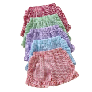 Checkered Ruffle Cotton Shorts (5 Colors) - PREORDER