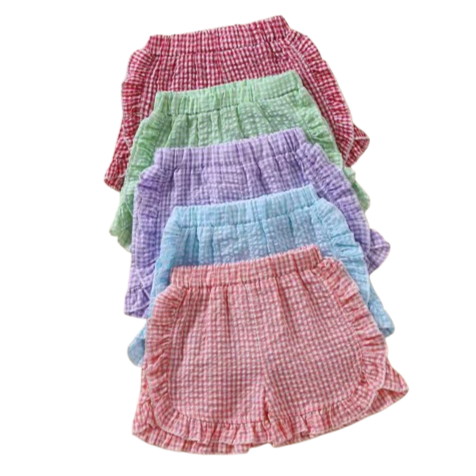 Checkered Ruffle Cotton Shorts (5 Colors) - PREORDER