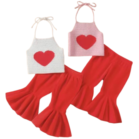 Heart Valentine Knit Velvet Bells Outfits (2 Colors) - PREORDER