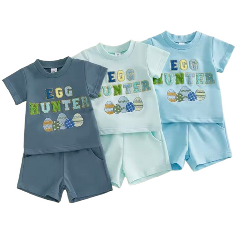 Shades of Blue Egg Hunter Shorts Outfits (3 Colors) - PREORDER