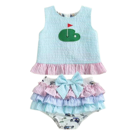 Smocked Open Back Golf Cart Life Shorts Outfit - PREORDER