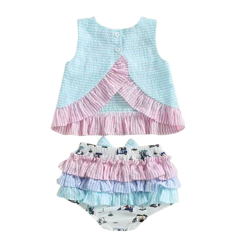 Smocked Open Back Golf Cart Life Shorts Outfit - PREORDER