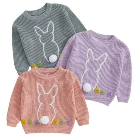 Floral Bunny Knit Sweaters (3 Colors) - PREORDER