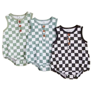 Checkered Tank Rompers (3 Colors) - PREORDER