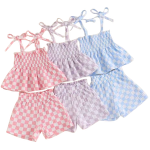 Checkered Scrunch Shorts Outfits (3 Colors) - PREORDER