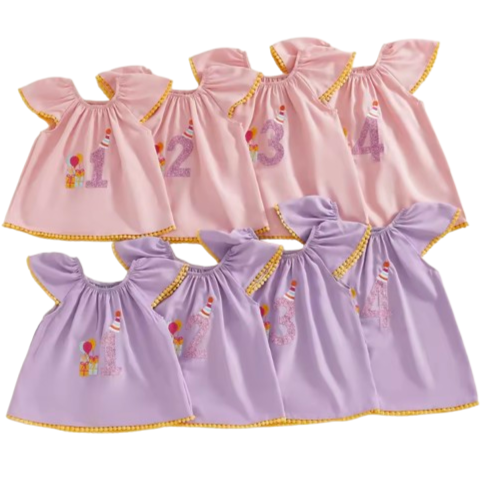 Birthday Party Embroidered Dresses (2 Colors) - PREORDER