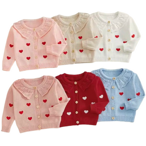 Ruffle Hearts Knit Cardigans (6 Colors) - PREORDER