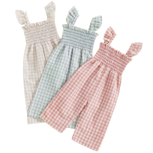 Checkered Scrunch Pants Rompers (3 Colors) - PREORDER