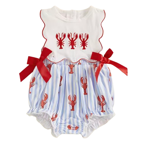 Smocked Tank Romper | Lobster - PREORDER