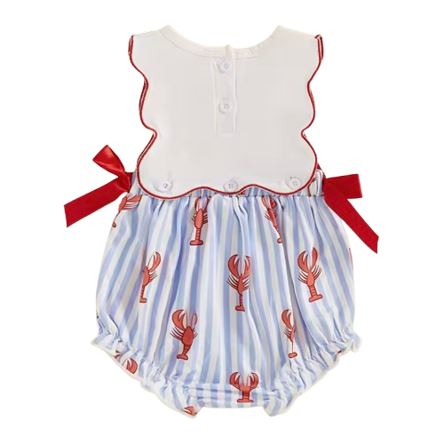 Smocked Tank Romper | Lobster - PREORDER