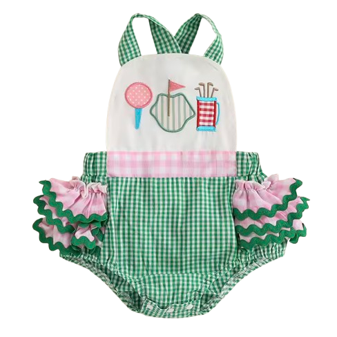 Smocked Ruffle Romper | Golf Gingham - PREORDER