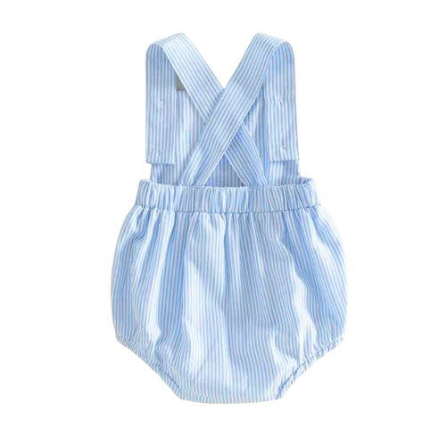 Smocked Romper | Baseball Gear Stripe - PREORDER