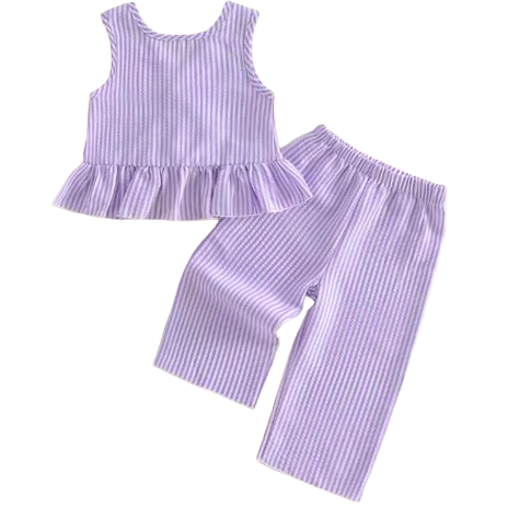 Top & Pants Set | Purple Cross Back Stripe - PREORDER