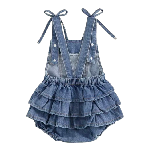 Ruffle Romper | Denim - PREORDER